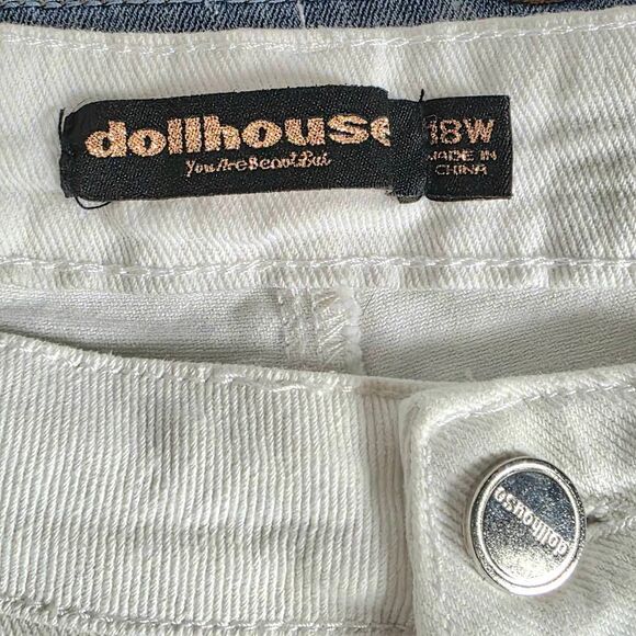 Dollhouse Plus 18W White Distressed Denim Shorts - Picture 7 of 11